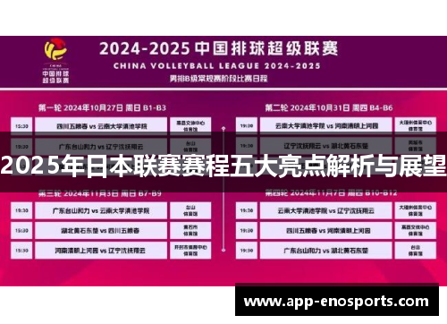 2025年日本联赛赛程五大亮点解析与展望